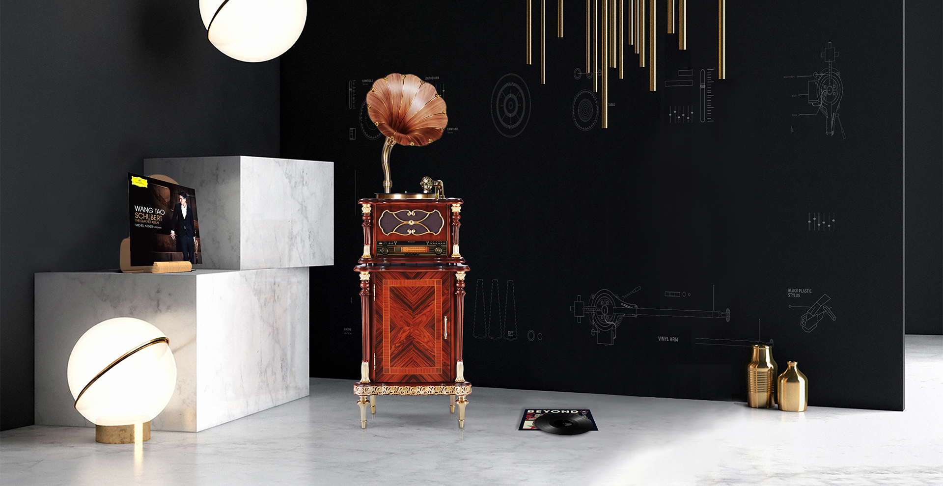 F1877-730F洛可可 古典留声机